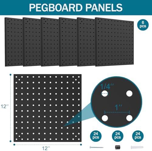 Peg Board Kit, Includes Pegboard and Accessories,with Hooks and Bins,Peg Board Wall Organizer for Office,Ornaments Display,Crafts Organization (129, Black) - Image 2