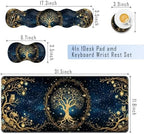 TGFEWYTJYJ Extended Gaming Mouse Pad,Memory Foam Ergonomic Keyboard Mouse Wrist Rest Support Set,Large Desk Mat with Stitched Edges,Non-Slip Base Mousepad Home Office,Aesthetic Tree of Life - Image 2