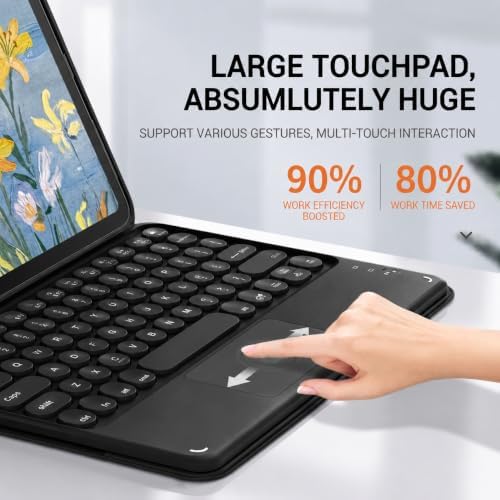 Keyboard Case with Touchpad for Galaxy Tab S10 FE/S10 Lite/S9 FE 10.9-Inch, Tab S9 11", Detachable Keyboard Case with Touchpad, 360 Degree Rotating Stand Cover with S Pen Holder, Black - Image 6