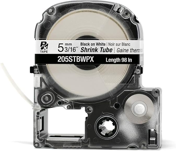 Epson LABELWORKS 205STBWPX-5PK Heat Shrink Tube - Black on White - 5mm - Image 4