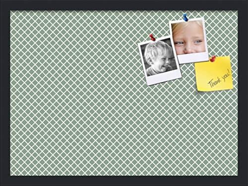 PinPix 22x16 inch Cork Bulletin Board. This Decorative Framed Pin Board Comes with Diamond Pattern in Nile Green Design and Satin Black. Ideal for Home, Office Decor or School (PinPix-380) by PinPixBulletinBoards