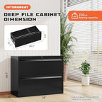 INTERGREAT Lateral File Cabinet 2 Drawer, Black Metal File Cabinets for Home Office, Locking File Cabinet for Letter/Legal/F4/A4 Size, Easy Assembly - Image 3