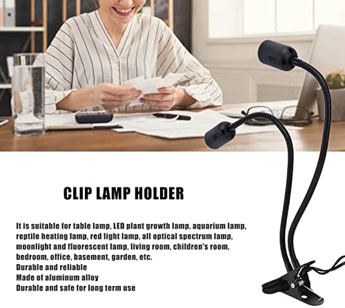 Hilitand Clip Lamp Holder Clamp Desk Lamp, Flexible Wire Neck E26/E27 Clip On Lamp Holder for Desk Clip Lamp, Bedside Lamp, Table Lamp(US Plug) - Image 3