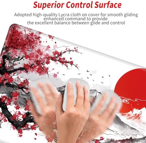48x24 Mouse Pad Giant Cherry Blossom Desk Mat Large Mousepad Gaming Red Sakura Mouse Mat Huge Oversized Desk Pad XXXXL Computer Mat for Office Work Women - Image 4