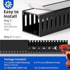 ZhiYo 2"H x 2.4"W Cable Management Raceway, 95in Under Desk Channel, Black - Image 3