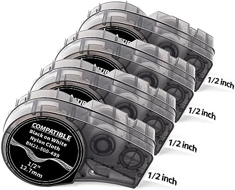 Replacement for M21-500-499 Black on White Nylon Cloth 1/2 Inch Label Tape by Labelife