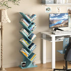 10 Tier Tree Book Shelf, Floor Standing Wood Bookshelf for Narrow Space - Image 4