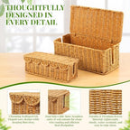 2 PCS Handwoven Cable Management Box Cord Organizer Box Set with 2 Exits - Image 4