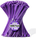 XINGO 5000 PCS Purple Zip Ties 8 Inch, 60 LBS Tensile Strength, Self-Locking Nylon Plastic Nylon PA66 Wire Ties for Indoor and Outdoor Use by XINGO