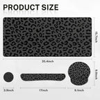 Britimes Keyboard Mouse Pad Set, 4 in 1 Desk Mat Set, Grey Leopard Cheetah - Image 2