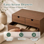 2-Tier Wooden Desk Organizer with 3 Drawers, Walnut Finish - Image 3
