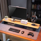 White Oak Wood Desk Shelf for Top of Desk 44 Inch Length Wood Monitor Riser with Middle Shelf - Image 3