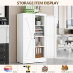 White Metal Storage Cabinet, 43" Kitchen Pantry Cabinets for Office - Image 3