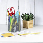 YBM HOME Office Round Desk Steel Mesh Pencil Cup Pen Holder Silver, 2210-6 Pack of 6 - Image 2