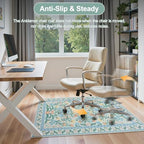 Anidaroel 36"x48" Office Chair Mat for Hardwood Floor/Tile, Anti-Slip Boho Desk Mat for Chairs, Tea Green Office Floor Mat, Low Pile Floor Protector for Rolling Chair, Floral Under Desk Rug - Image 6
