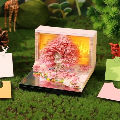 3D Calendar 2027,3D Memo Pad Time Piece Calendar 2027 Creative Desk Calendar Art Paper Sculpture Tree House, 2027 Tear Off Calendar DIY Decorative Gift - Image 3