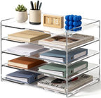 Leffis 5 Tier Large Capacity Acrylic Desk Organizer, Clear Paper Tray by Leffis