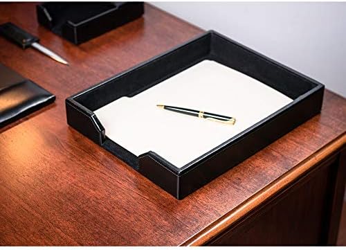 Dacasso Bonded Leather Desktop Tray Luxury Letter Holder & Paper Organizer for Desk, 13.5in x 10.5in x 2.13in, Black - Image 4