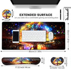 Large Gaming Mouse Pad+ Keyboard Wrist Rest Set, Ergonomics Memory Foam Mouse Mat Wrist Rest Support for Home Office, Waterproof Extended Mousepad 31.5x11.8in, Colorful Tree of Life Desk Pad - Image 6