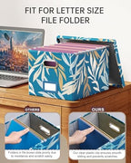 Oterri 2 Pack File Storage Organizer, Document Organizer, Portable File Box with Lid, Fit for Letter/Legal File Folder Storage,Leaf Blue-Box only - Image 3