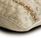The HomeCentric Gold 12"x24" (30x60 cm) Lumbar Pillow Cover, Linen Beaded Sequins Oblong Pillow, Abstract Pattern Modern Style - Gold Rush - Image 2