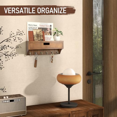 Rebee Vision Key Holder Wall Mount with Drawer for Home Decor, Brown - Image 4