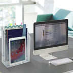 Acrimet Vertical Triple File Folder Holder Organizer Sorter, Clear - Image 6