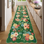 DUKINO 2.6x8 Runner Rug, Floral Washable Kitchens Rug Non Slip, Dark Green by DUKINO