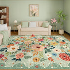 DUKINO 9x12 Area Rug for Living Room, Floral Washable Rug Non Slip, Green - Image 6
