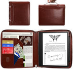 E NET-CASE Case for Kindle Scribe 10.2 inch 2024 & 2022 Released - Business Handheld Design Upgraded PU Leather Cover for Kindle Scribe Digital Paper with Zipper & Pen Holder (Brown) by ENET-CASE