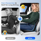 Coverado Car Seat Cushion and Lumbar Support Pillow One Piece, Napa Leather Memory Foam Ergonomic Back Support Driving Seat Cushion for Back Pain, Non-Slip Washable Cushion for Car, Driver, Office - Image 4
