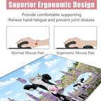 Large Keyboard Mouse Pad Set, Extended Mouse Pad+Keyboard Wrist Rest Support, Memory Foam Ergonomic Easy Typing, 4Pcs (31.5×11.8 in) Desk Pad Set for Office Home,Butterfly Cow in Flower Field - Image 5