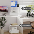 Printer Stand with Storage for Desk, with Fabric Drawer Desktop Printer Stand Shelf Organzier for Home Office, for Above and Under Desk Printer Table, Fax Machine Copier Scanner, White - Image 6