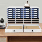 Literature Organizer, 32 Compartment Adjustable Mail Sorter with 2 Drawers Stackable File Sorter Paper Organizer for Home Office School Holds 110 pounds (White) - Image 3