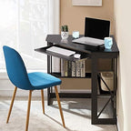 VECELO Corner Computer Desk 41 x 30 inches with Smooth Keyboard & Storage Shelves for Home Office Workstation, Black - Image 4