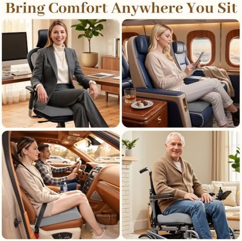 TranquilRelax Memory Foam Seat Cushion for Office Chair, 3-Inch, Light Gray - Image 6