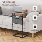 Vagusicc C Shaped End Table, Set of 2 Tall Side Table for Couch, Adjustable Height Small Couch Side Table for Small Spaces, End Table Slide Under Sofa Table TV Tray Arm Table for Living Room, Grey - Image 4