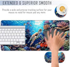 TGFEWYTJYJ Extended Gaming Mouse Pad,Memory Foam Ergonomic Keyboard Mouse Wrist Rest Support Set,Large Desk Mat with Stitched Edges,Non-Slip Base Mousepad Home Office,Sea Turtle Under Water - Image 4