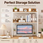 POWERSTONE 2-Tier Desktop Bookshelf for Monitors up to 32", White - Image 4