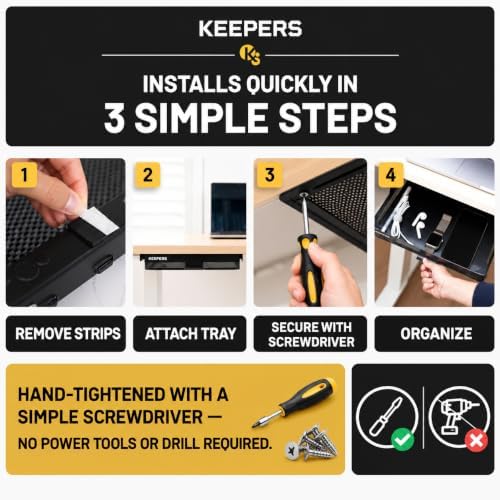 KEEPERS Anything Keeper — Compact 11x10in Under-Cabinet Slide-Out Drawer, Hidden Steel Organizer for K-Cups & Desk Items, RV & Small Kitchen — Black - Image 5