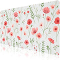 Watercolor Poppy Office Desk Mat 31.5" x 15.7" Desktop Mat PU Leather Large Mouse Pad White Mousepad Non-Slip Table Mat for Girls, Women, Home, Work, Computer, and Gaming by Unknown