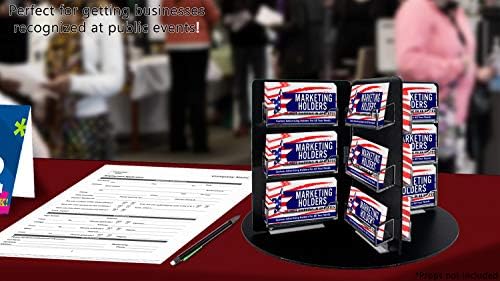 Marketing Holders Rotating Business Card Holder Clear Acrylic Black PVC Backing 24 Slot Counter Display for 3.5" x 2" Gift Cards in Retail Stores and Salons - Image 2