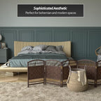 Red Lantern 2 ft. Short Fiber Weave Folding Screen - Dark Mocha - 6 Panels - Image 6