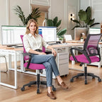 BestOffice Ergonomic Office Chair | Mid-Back Swivel Desk Chair | Pink - Image 2