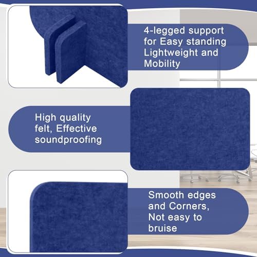 6 Pcs Acoustic Desk Divider Partition Privacy Panel 24 x 24",Blue - Image 4