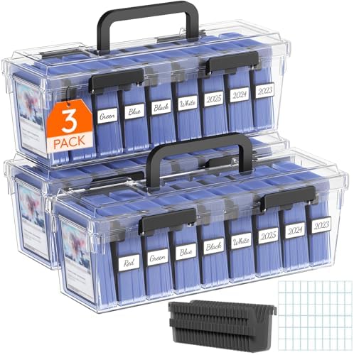Lifewit Trading Card Storage Box with Handle, Fit for Toploader, 3 Pcs by Lifewit