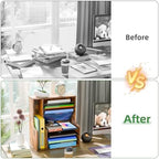 Simple Trending 7- Tier Desk File Organizer, Paper Organizer, Rustic Brown - Image 6