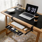 ETHU Under Desk Keyboard Tray with Metal Slide Rail, 26.8x11.8", Walnut - Image 3