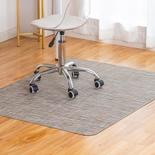 BARoyal Office Chair Mat for Hardwood Floor Under Desk Computer Rolling Chair Mat for Wood/Tile Floor Non-Slip Heavy Duty Desk Rug PVC Plastic Hard Floor Protector 46"x 60" (Soapstone) by BAROYAL