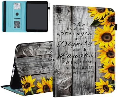 Case for Samsung Galaxy Tab S10 FE Plus 13.1 Inch 2025 Model (SM-X620/X626),Card Slot PU Leather TPU Case Pen Holder Auto Wake Sleep,Sunflower Bible Verses Proverbs 31:25 by Unknown